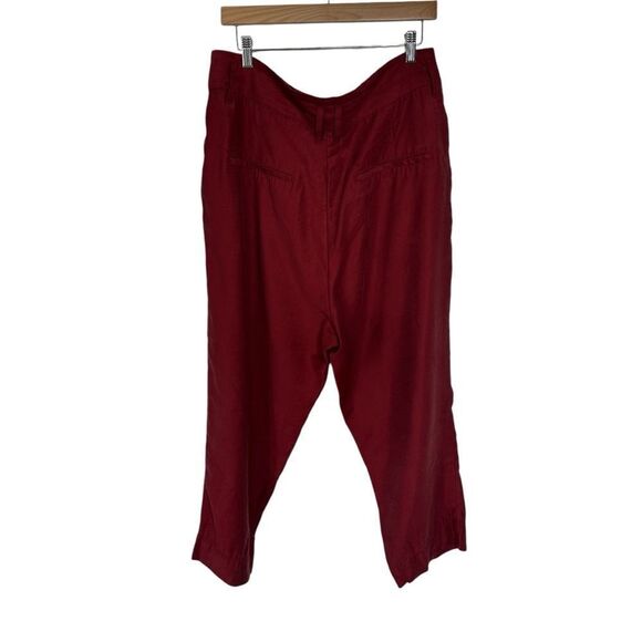 H&M Lyocell Red High Rise Pleated Trousers, 14 - Picture 3 of 10